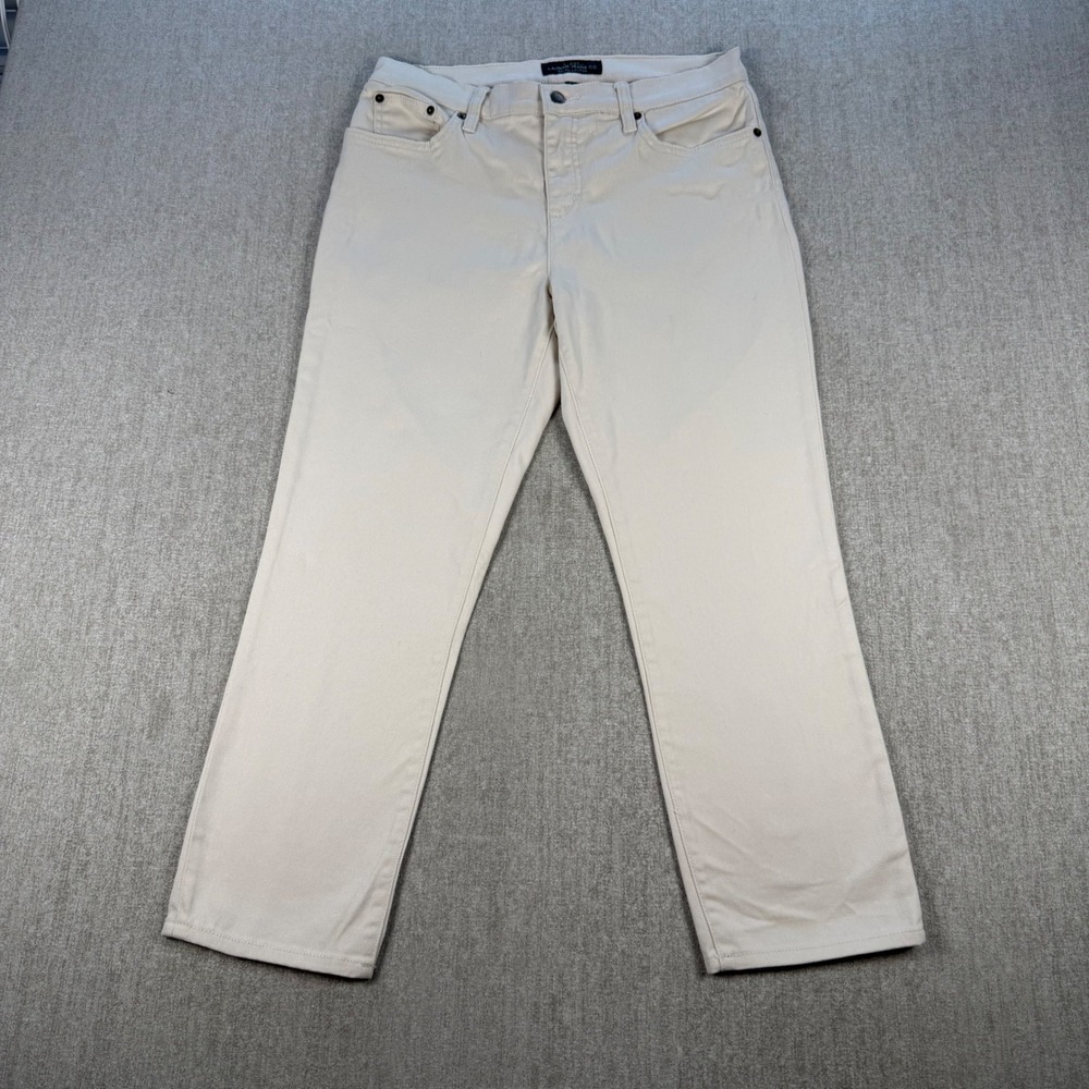 Lauren Ralph Lauren Pants Women 8 Cream Classic Straight Cropped Off White